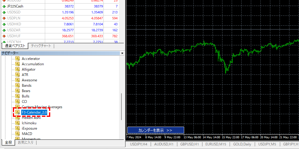 F3-Calendarをダブルクリック