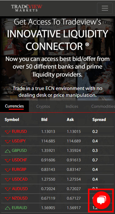 Tradeview_英語のライブチャット_スマホ画面